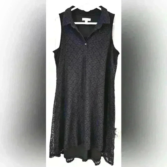 Dana Buchman Dresses & Skirts - Dana Buchman Black Collared Lace Tank Dress - Size 12